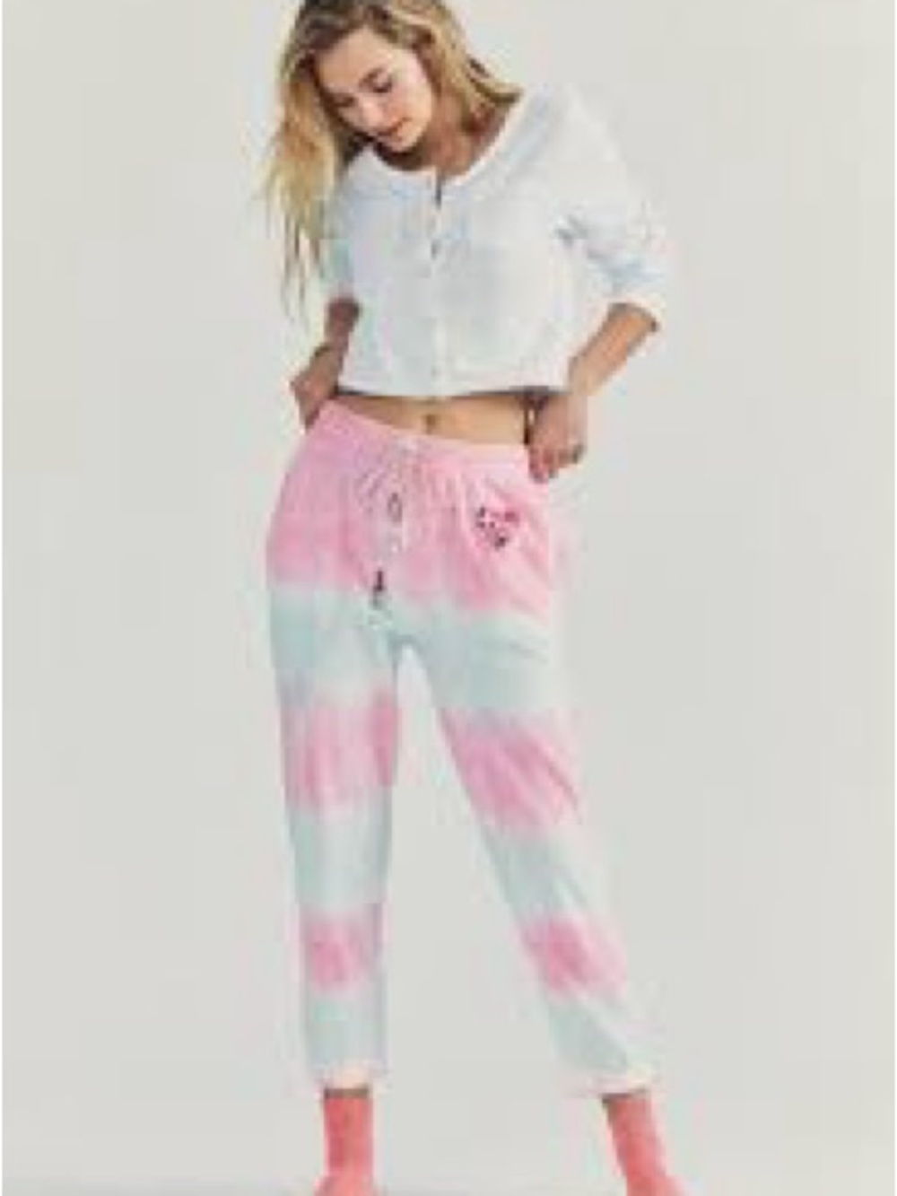 LoveShackFancy Pink Tie-Dye Terry Jogger Pants Size Small